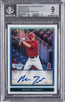 2009 Bowman Chrome Draft Prospects (Refractor) #BDPP89 Mike Trout Signed Rookie Card (#496/500) – BGS MINT 9/BGS 10